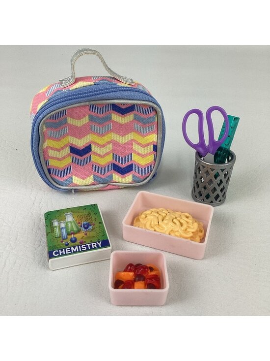 Battat Other - Our Generation Lunch Box School Toiletry Bag Play Food Chemistry Book 18" Doll